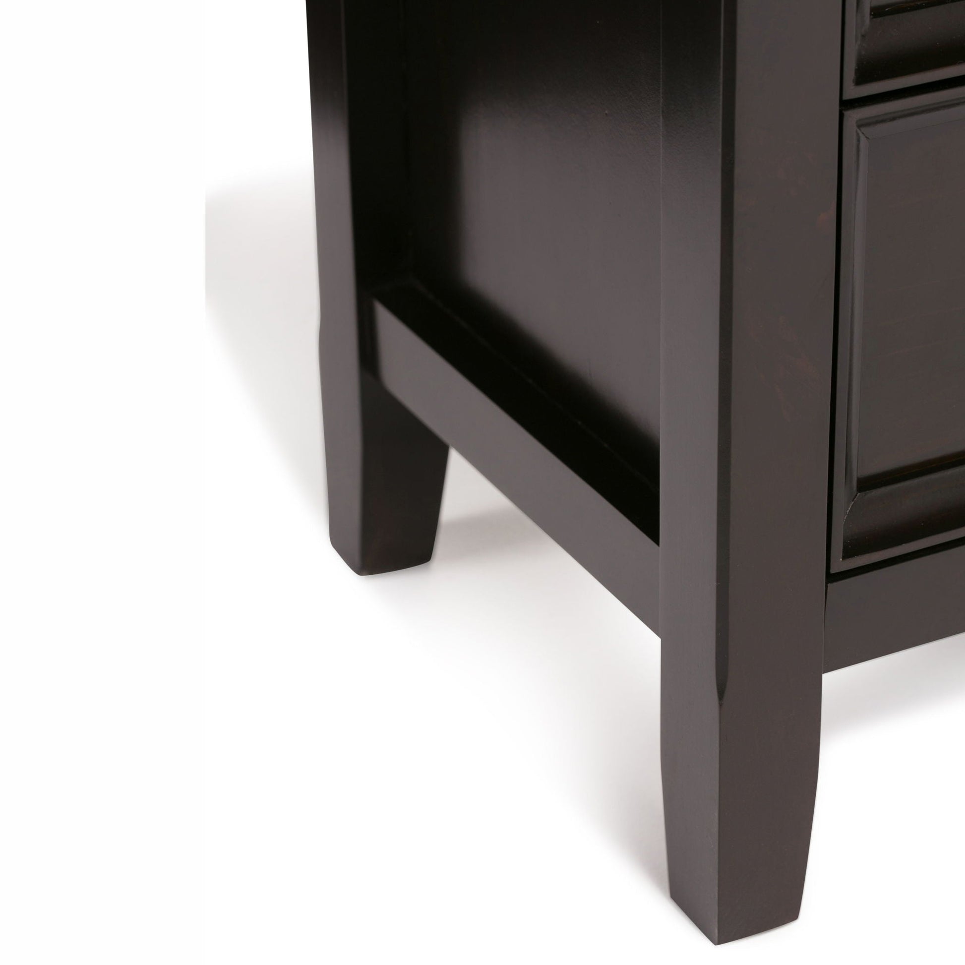 Amherst Handcrafted Medium Storage Cabinet dark espresso finish wood leg close-up on Tampa Home & Garden Store