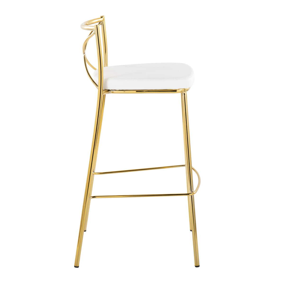Contemporary fixed-height bar stool set of 2 by HouseOfZazla with gold frame and white cushion on Tampa Home & Garden Store