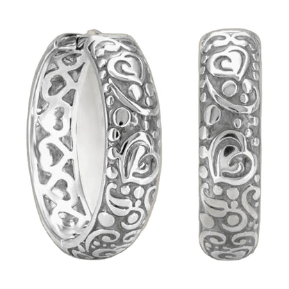 Hidden Hearts Earrings by Lauren G Adams, silver filigree hoops pair with scrollwork on Tampa Home & Garden Store