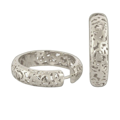 Hidden Hearts Hoop Earrings by Lauren G Adams in hammered silver, textured hoops pair on Tampa Home & Garden Store