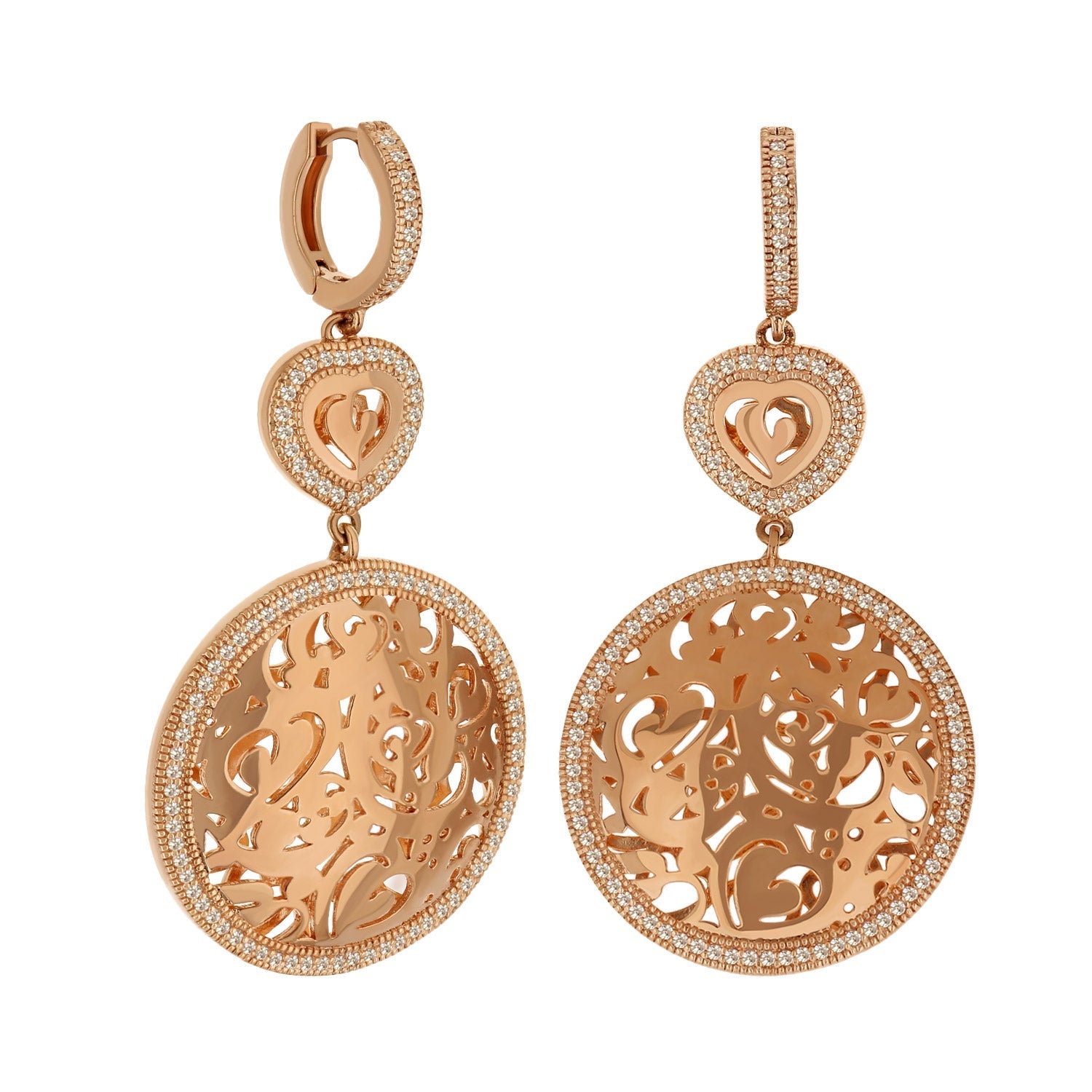 Hidden Hearts rose gold chandelier earrings pave crystals and heart motif Lauren G Adams on Tampa Home & Garden Store
