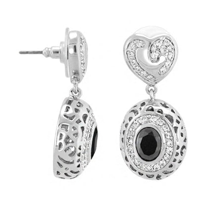 Vintage Hidden Hearts Earrings pair by Lauren G Adams, silver filigree with blackstone center on Tampa Home & Garden Store