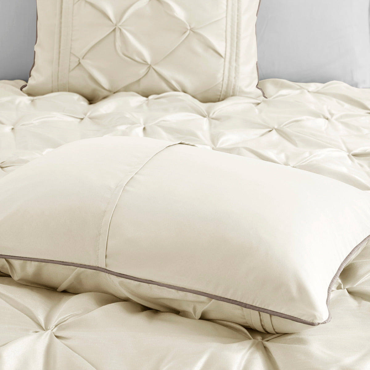 7 Piece Tufted Ivory Cal King Comforter Set by HouseOfZazla with quilted bedding on Tampa Home & Garden Store