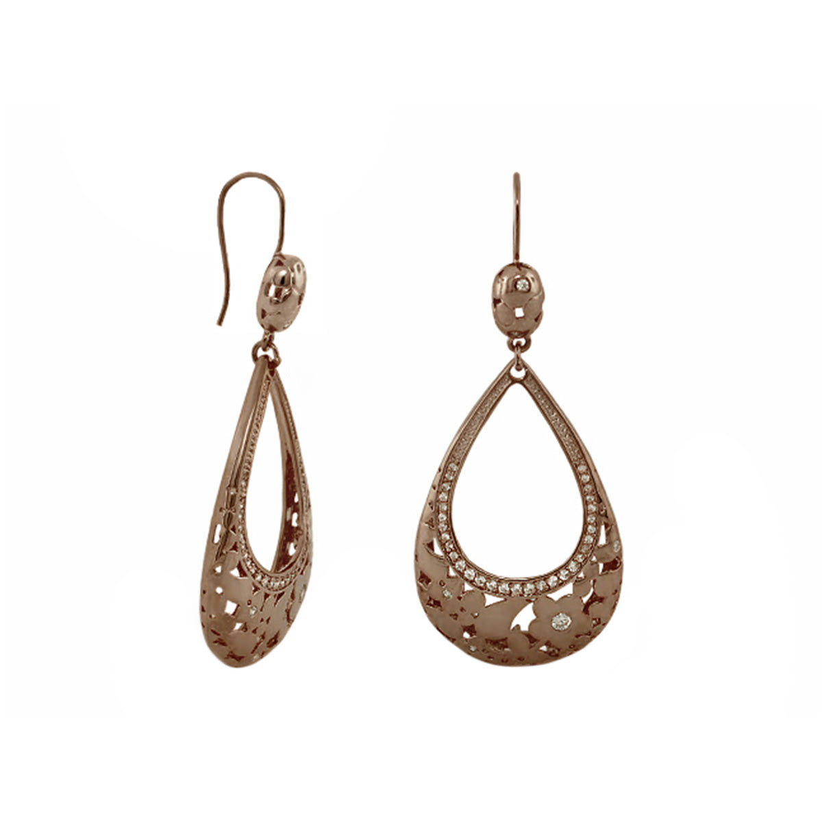 Flowers by Orly Tone-on-Tone Open Teardrop chandelier earrings, gold-tone metal, Lauren G Adams on Tampa Home & Garden Store