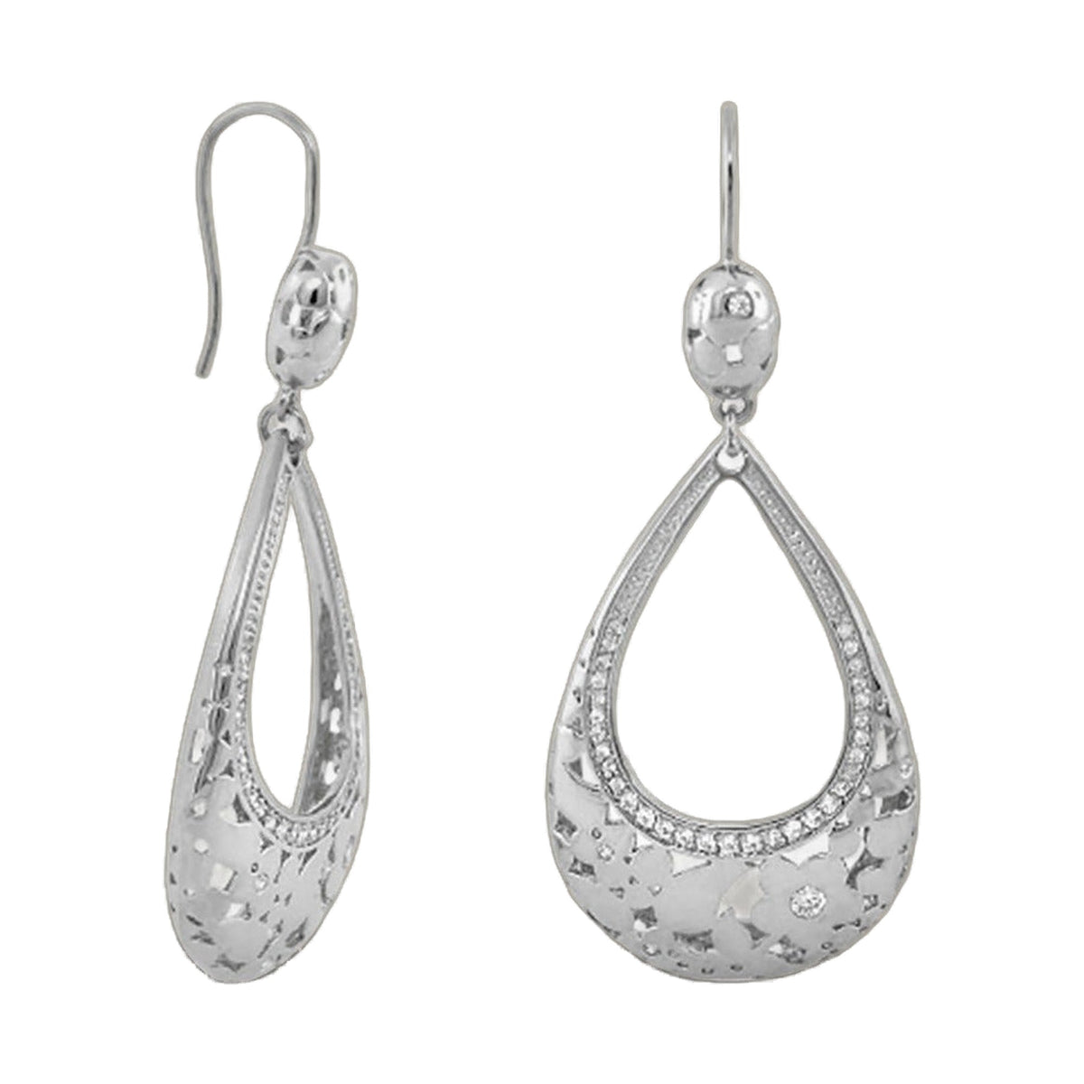 Chandelier earrings Flowers by Orly tone-on-tone teardrop, silver pavé by Lauren G Adams on Tampa Home & Garden Store
