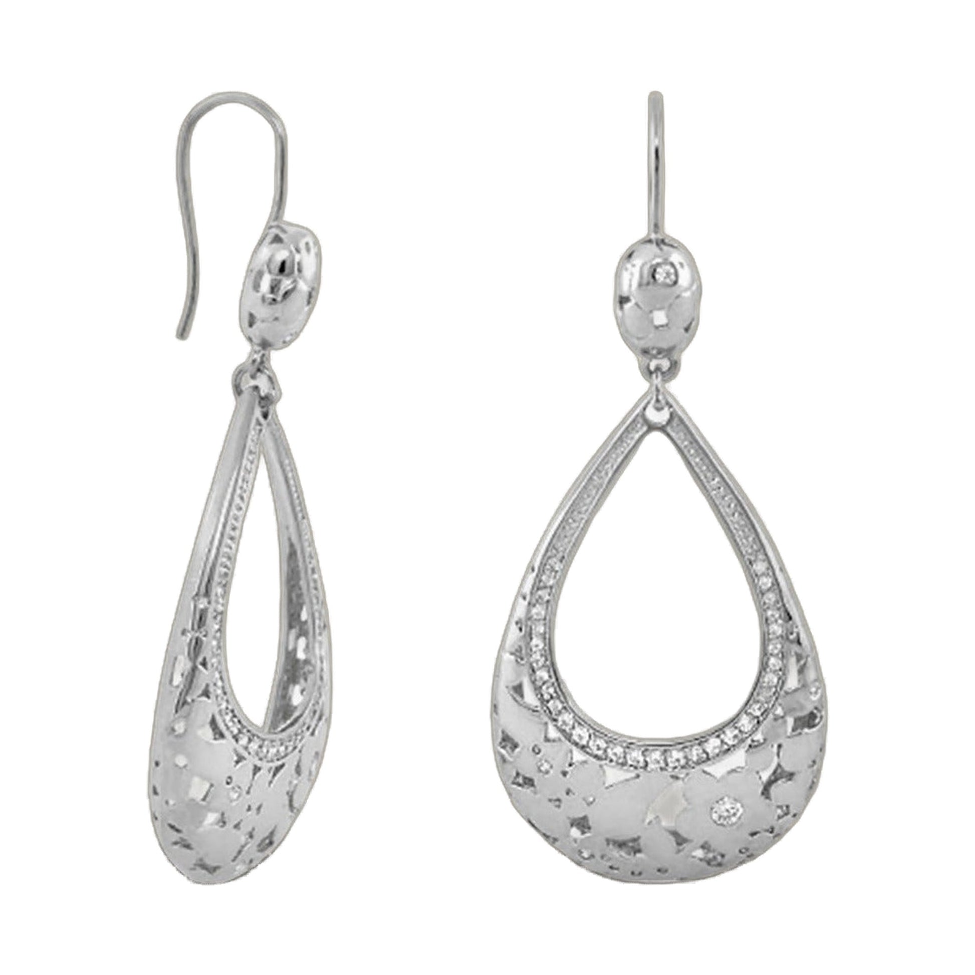 Chandelier earrings Flowers by Orly tone-on-tone teardrop, silver pavé by Lauren G Adams on Tampa Home & Garden Store