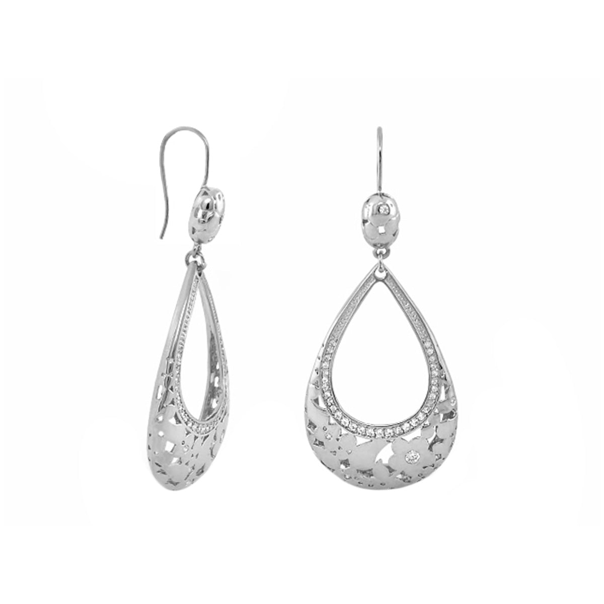 Flowers by Orly Earrings Tone on Tone Open Teardrop silver-tone chandelier Lauren G Adams on Tampa Home & Garden Store