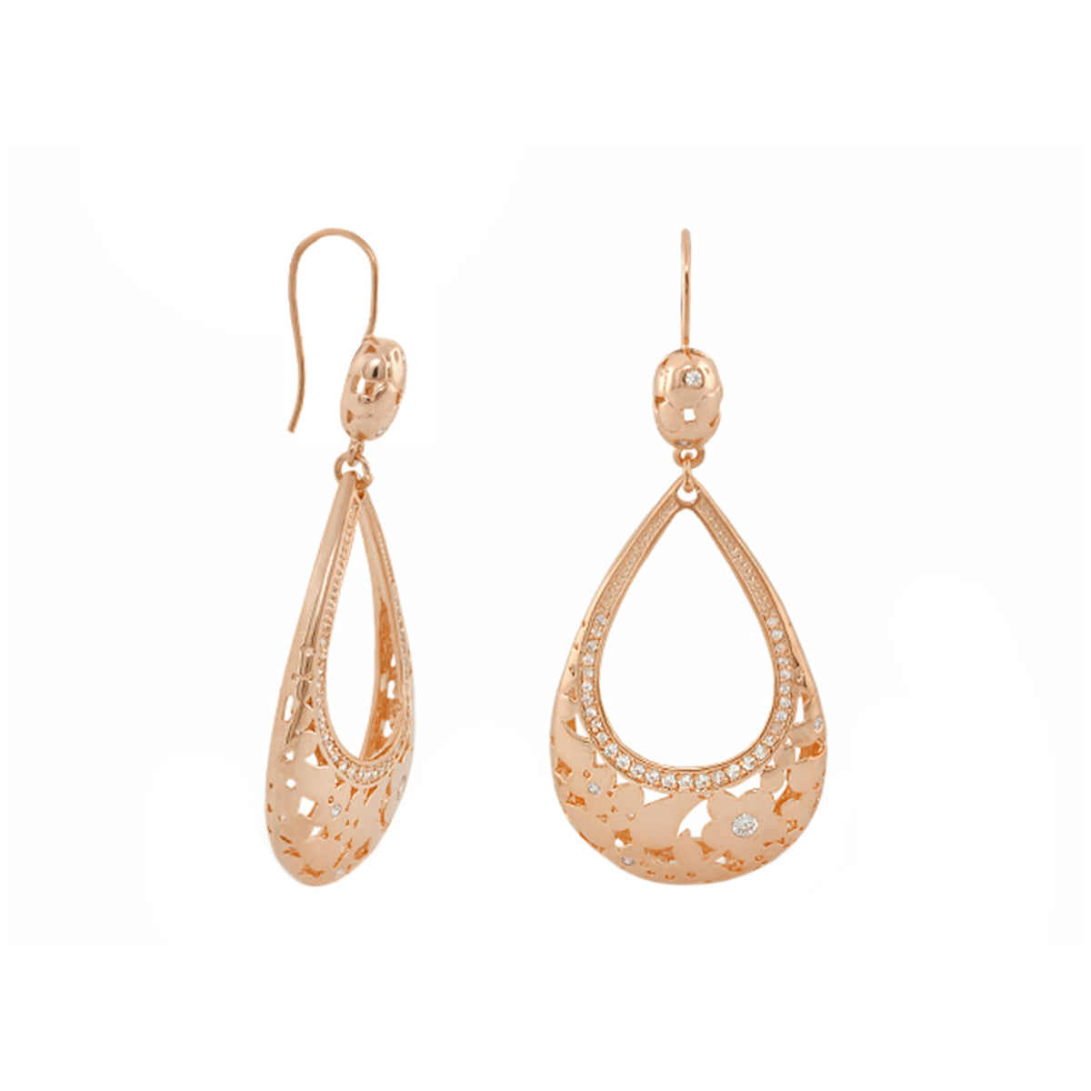 Chandelier rose-gold earrings, Flowers by Orly Open Teardrop with pavé crystals, Lauren G Adams on Tampa Home & Garden Store