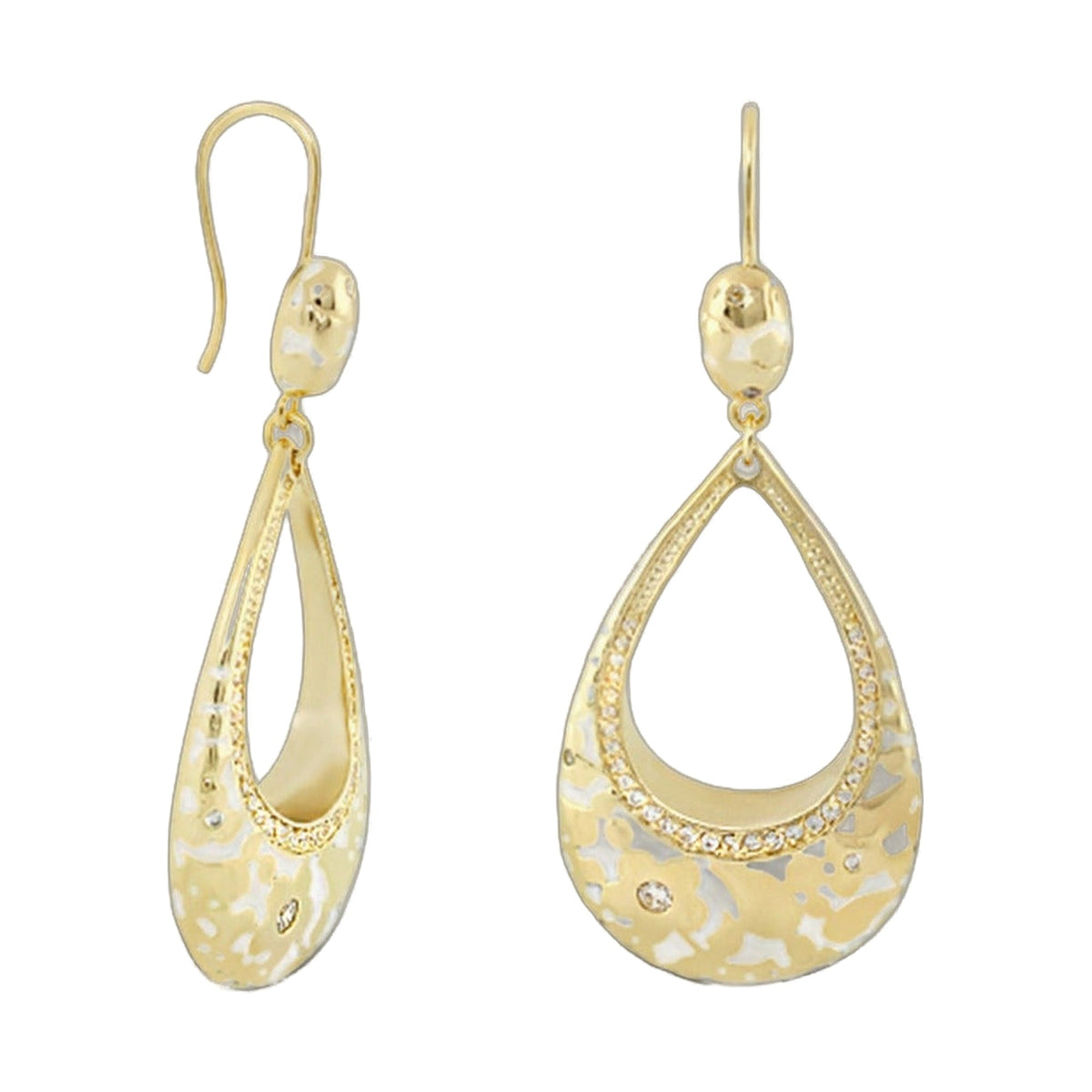 Flowers by Orly speckled open-teardrop earrings in gold-tone with crystal trim by Lauren G Adams on Tampa Home & Garden Store