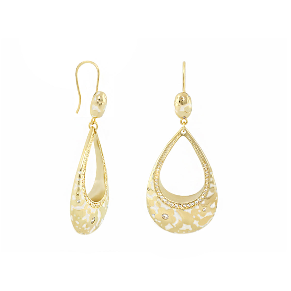 Flowers by Orly Earrings Speckled Open Teardrop pair, gold-tone with crystal rim on Tampa Home & Garden Store