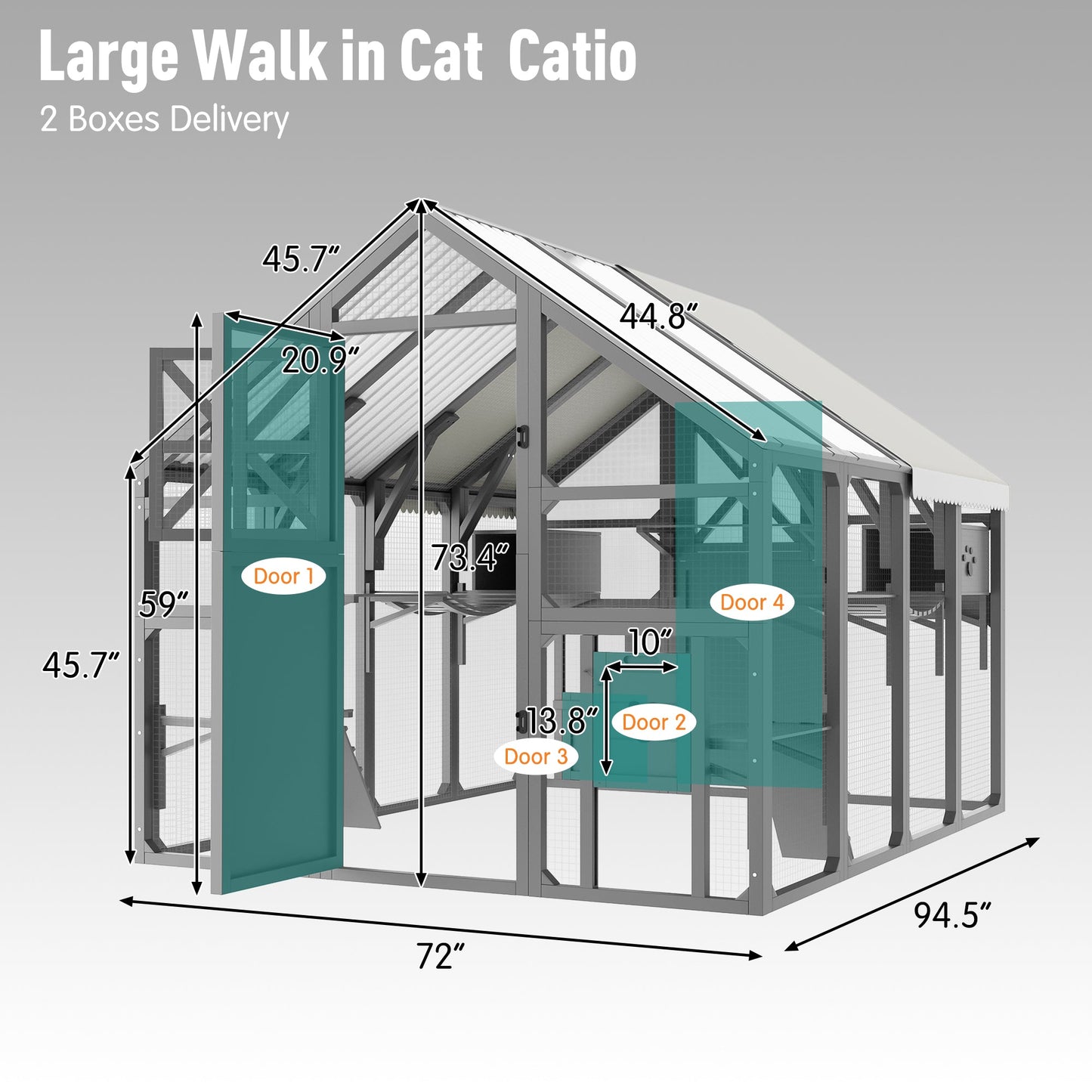 Extra Large Outdoor Cat Catio with Wood and Wire