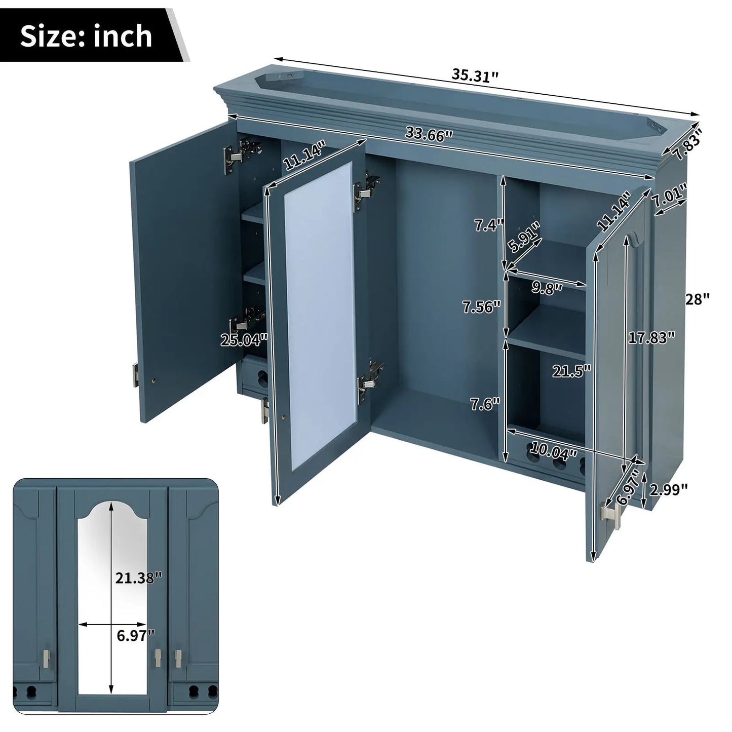 Wall-mount mirror cabinet with adjustable shelves and softclose hinges by Unique Piece Furniture on Tampa Home & Garden Store