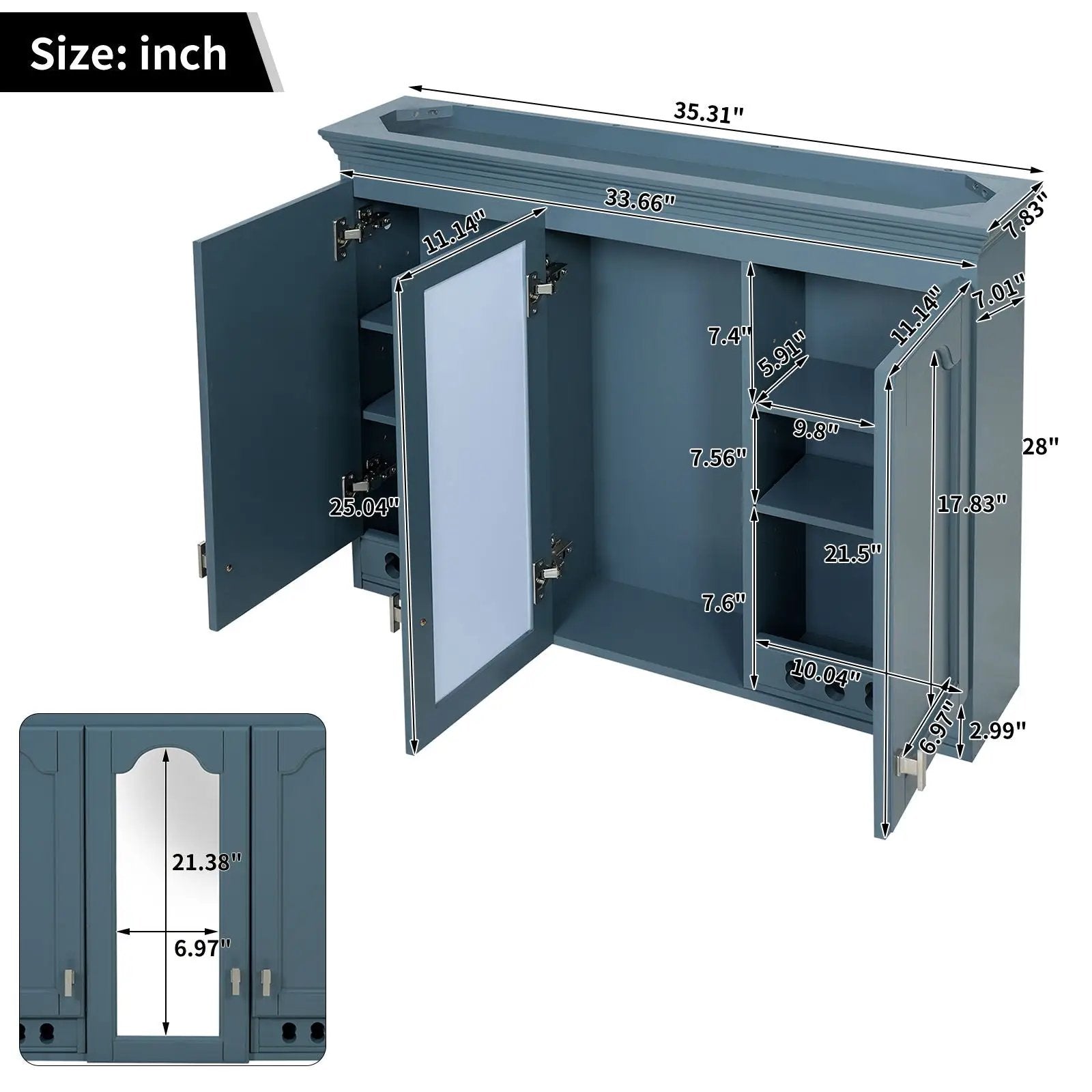 Wall-mount mirror cabinet with adjustable shelves and softclose hinges by Unique Piece Furniture on Tampa Home & Garden Store