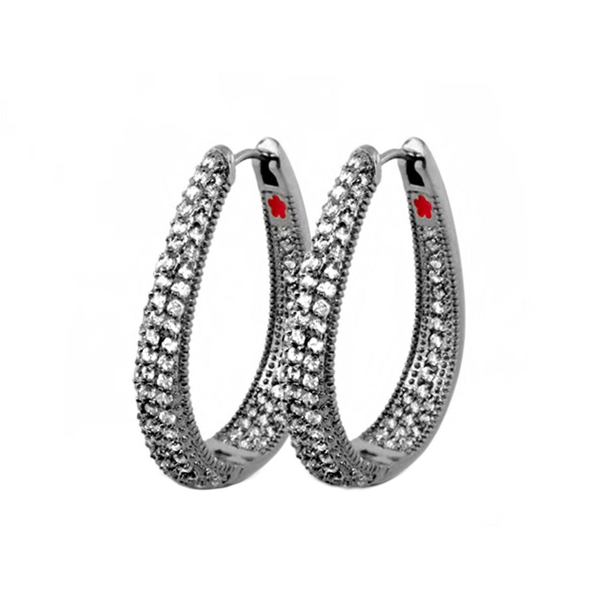Glamour Pave Earrings pair, silver-tone pavé crystal hoop earrings on Tampa Home & Garden Store