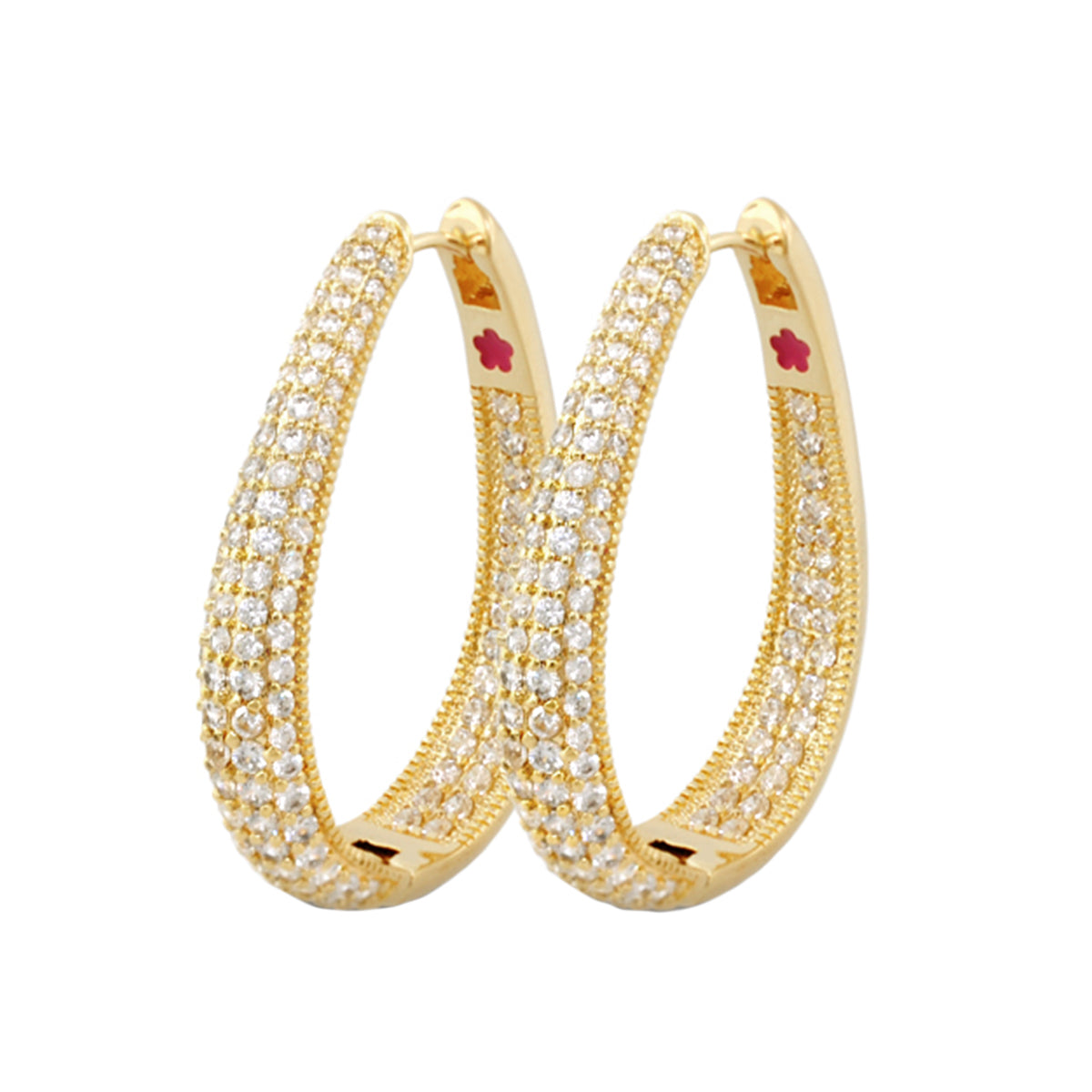 Glamour Pave pair of earrings gold-tone hoops encrusted with pave diamonds Lauren G Adams on Tampa Home & Garden Store