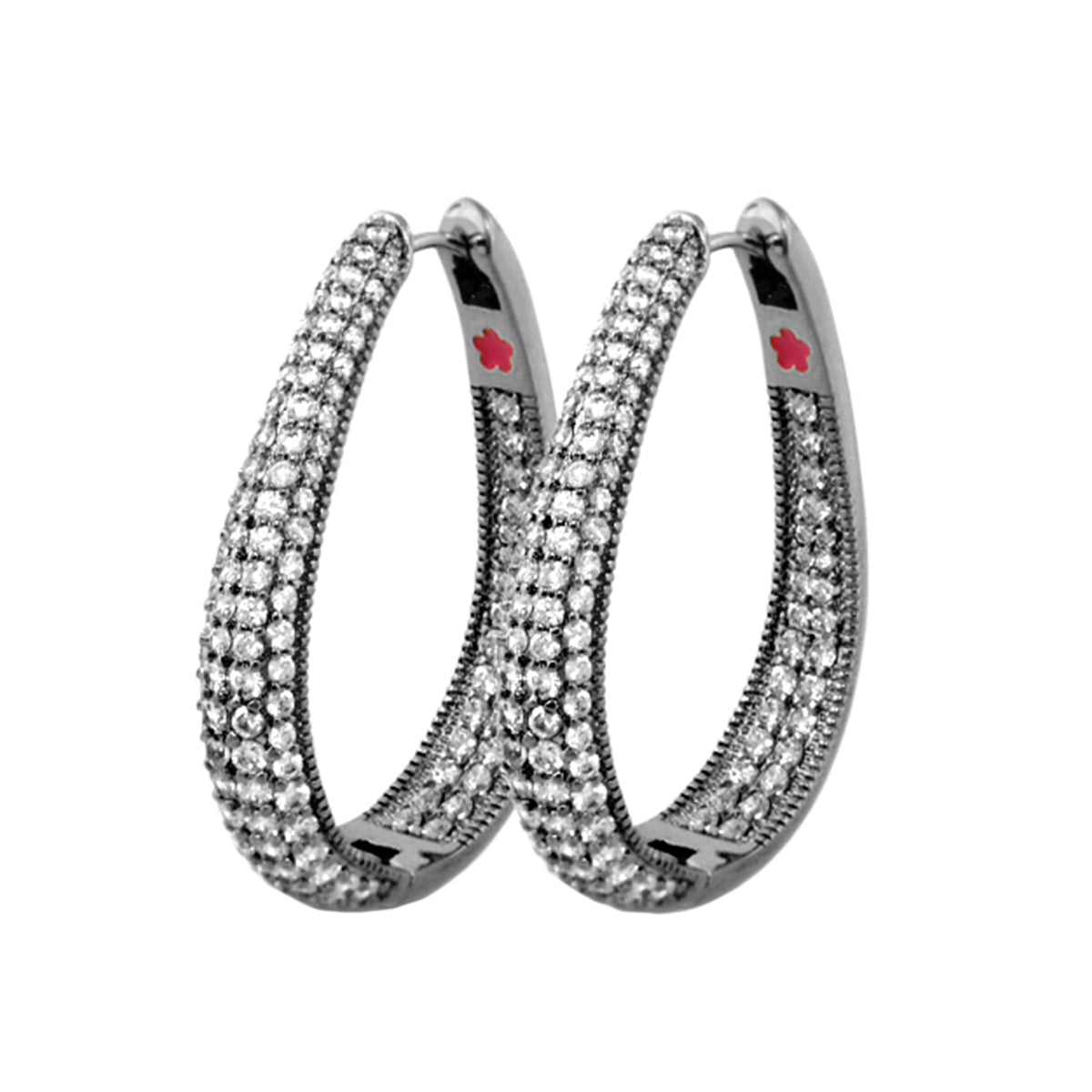 Glamour Pave Earrings hoop pair in silver pave by Lauren G Adams on Tampa Home & Garden Store