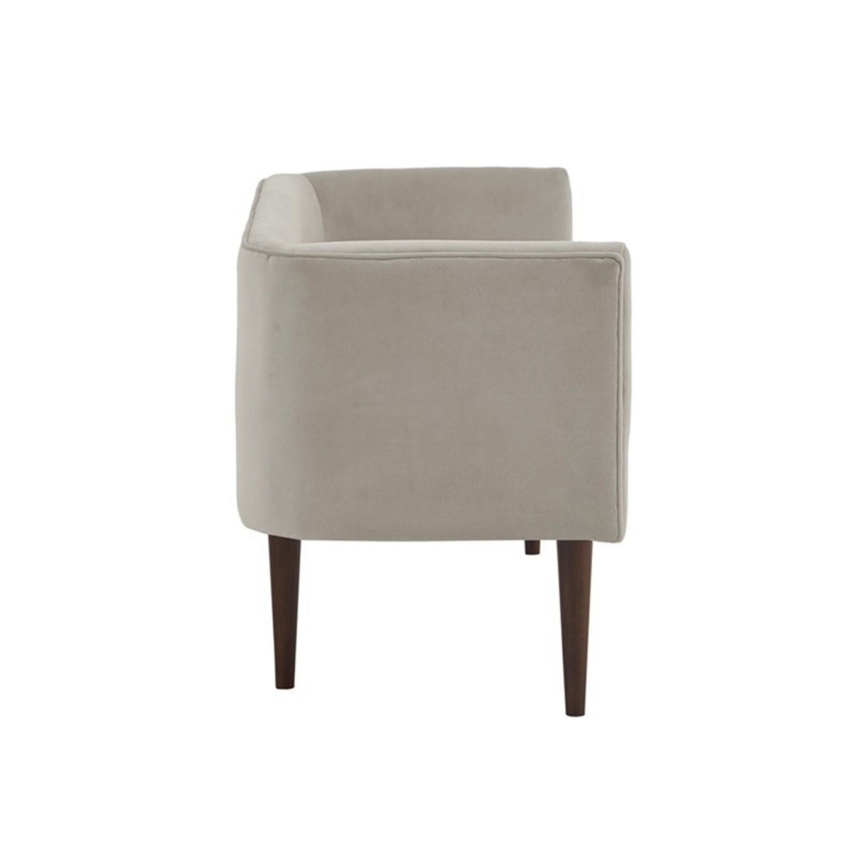 Cream upholstered accent bench with low back and sides, HouseOfZazla, solid wood legs on Tampa Home & Garden Store