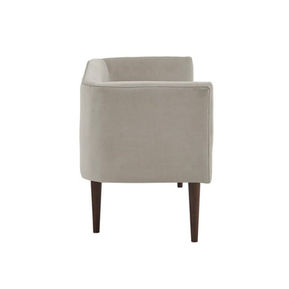 Cream upholstered accent bench with low back and sides, HouseOfZazla, solid wood legs on Tampa Home & Garden Store