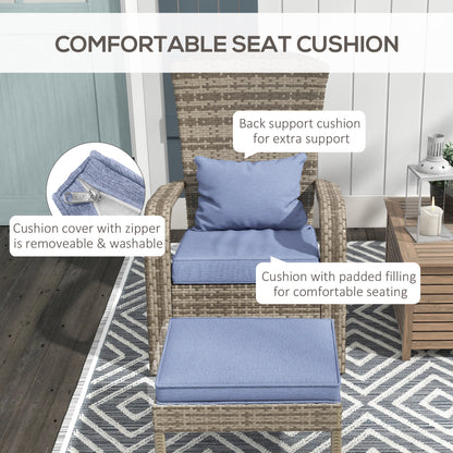Wicker Adirondack chair with ottoman by HouseOfZazla in blue cushions for outdoor furniture on Tampa Home & Garden Store