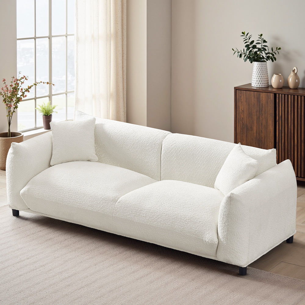 Mid-Century Modern Luxury Sofa in white textured fabric by HouseOfZazla on Tampa Home & Garden Store