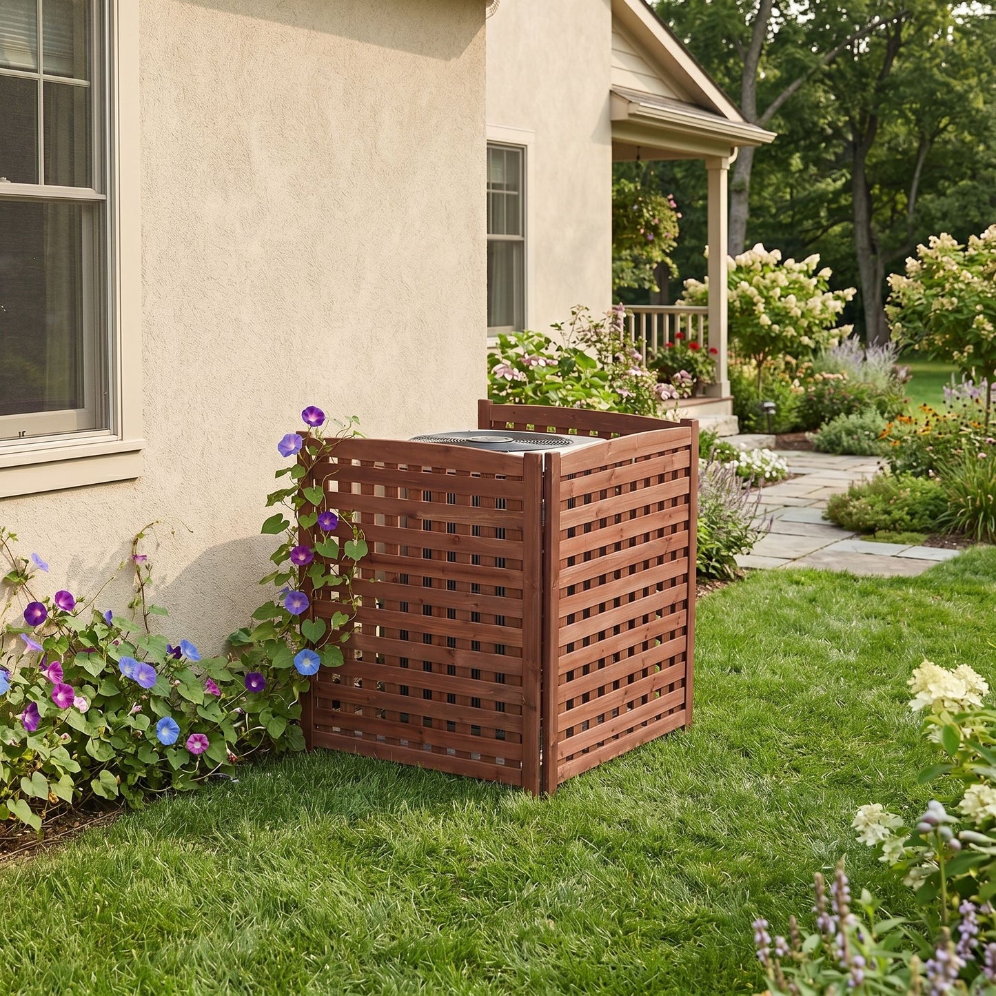 Three Wooden Fences and Outdoor AC Privacy