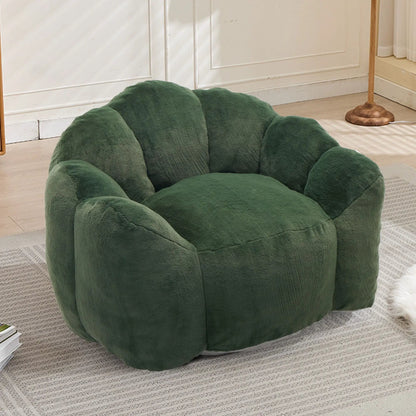 Lotus Style Compression Sofa Bean Bag Chair in green plush with pull ring on Tampa Home & Garden Store