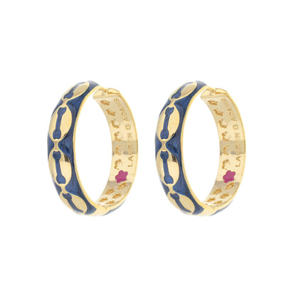 Laguna Links hoop earrings by Lauren G Adams in gold-tone with blue enamel links, pair on Tampa Home & Garden Store