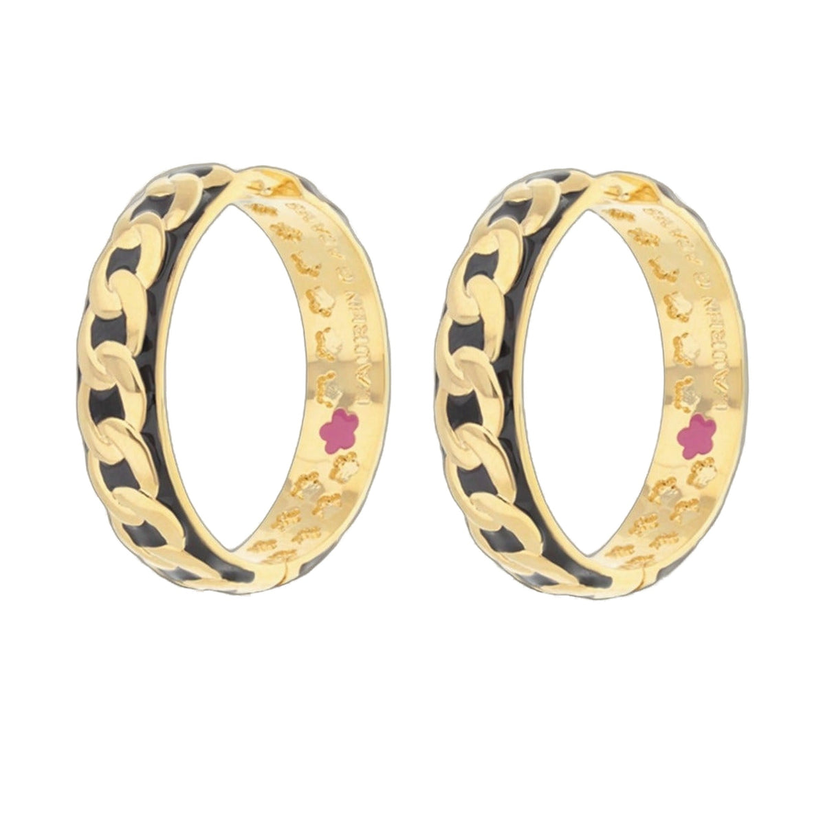 Laguna Links Earrings pair in gold with black enamel chain-link detail by Lauren G Adams on Tampa Home & Garden Store