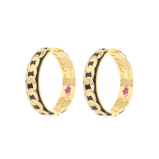 Laguna Links Earrings two gold-tone hoops with black enamel link chain by Lauren G Adams on Tampa Home & Garden Store