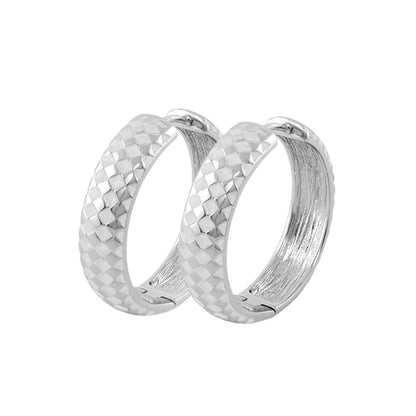 Checker Chic Earrings silver textured diamond-cut hoops pair Lauren G Adams Collections on Tampa Home & Garden Store