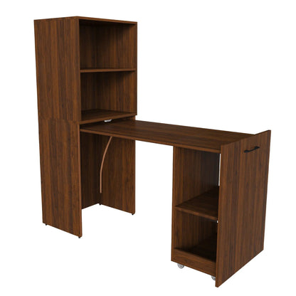 Stretchable Office Desk with Shelves and Wheels
