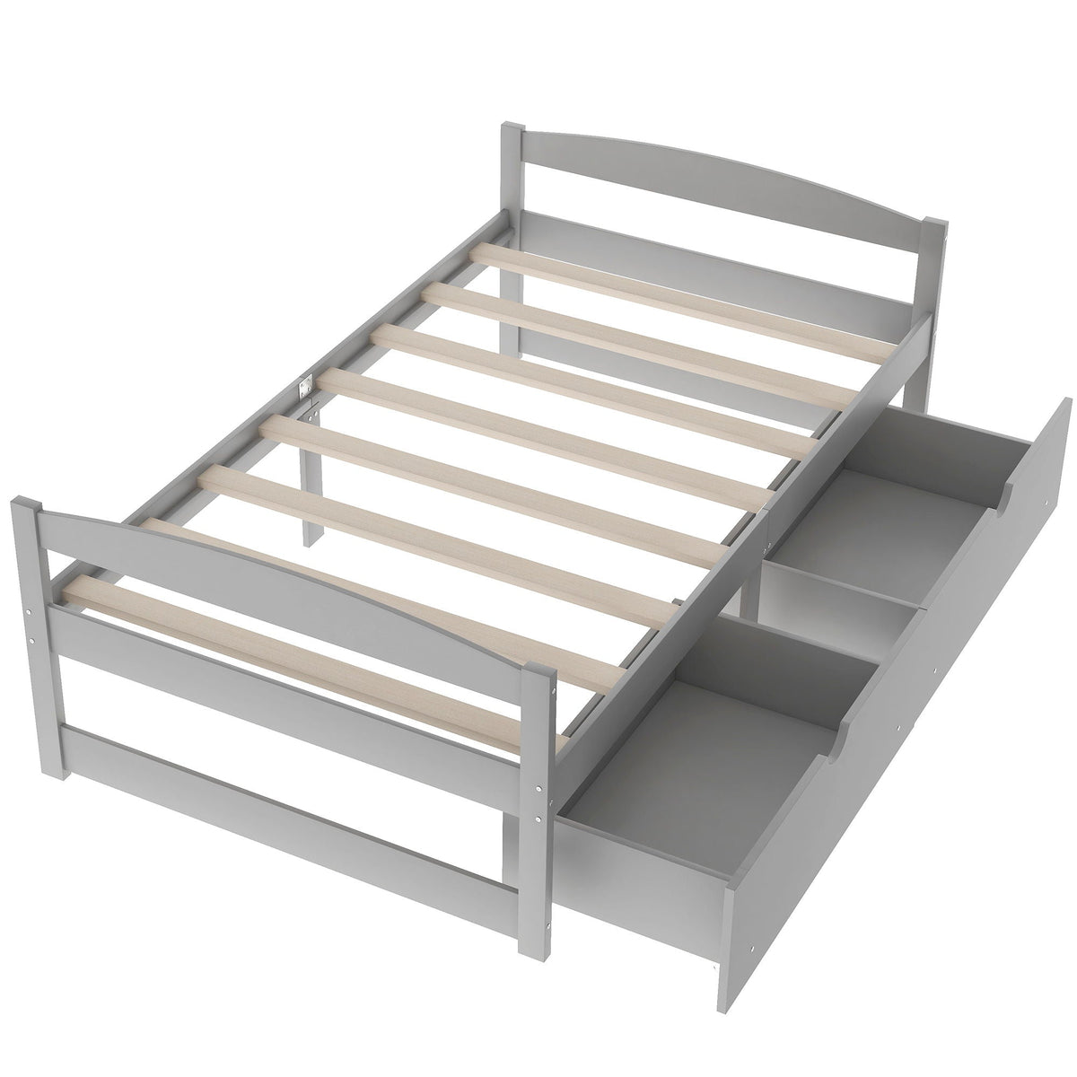 Platform bed with 2 drawers in gray, light wood slat supports by HouseOfZazla on Tampa Home & Garden Store