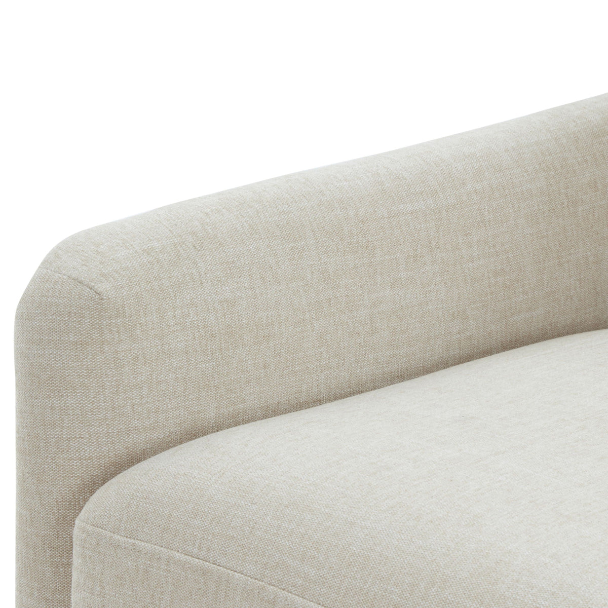Swivel Accent Chair beige woven fabric upholstery close-up of curved seat edge on Tampa Home & Garden Store