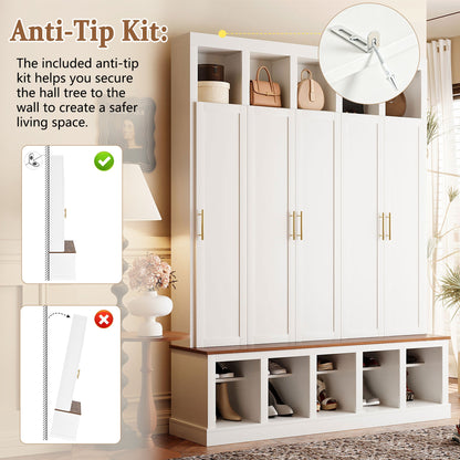 U-Can Farmhouse Entryway Storage Cabinet with Shoe Rack & Display Cubbies, white finish on Tampa Home & Garden Store