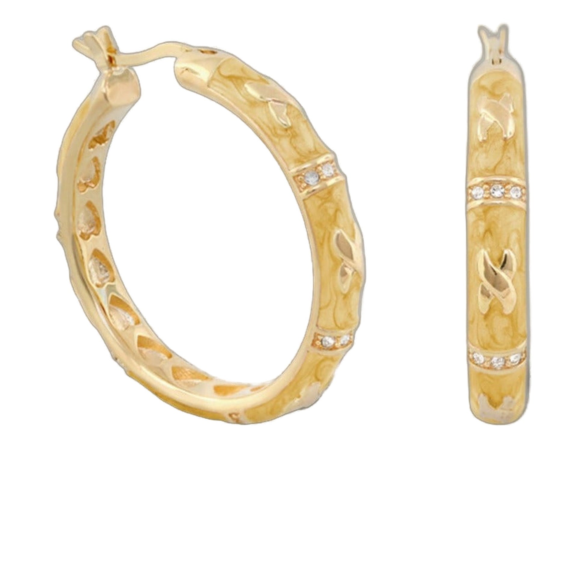 Elegant Hugs Earrings by Lauren G Adams — gold-tone hammered hoops with diamonds on Tampa Home & Garden Store