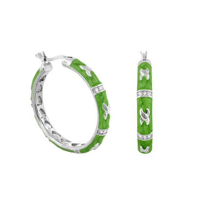 Elegant Hugs Earrings by Lauren G Adams green enamel hoop with crystals on Tampa Home & Garden Store