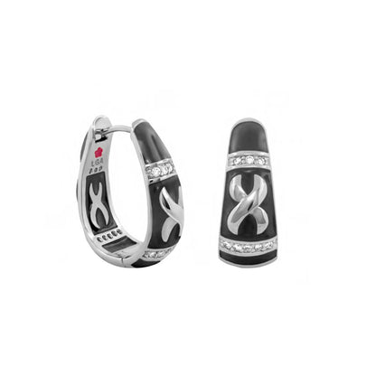 Elegant Hugs Earrings pair, Lauren G Adams, silver-tone with black enamel and crystals on Tampa Home & Garden Store