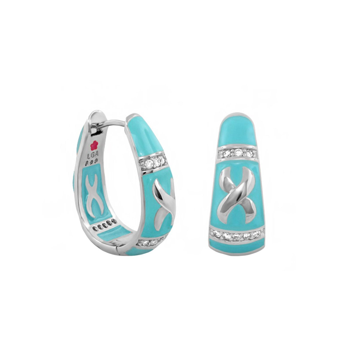 Elegant Hugs Earrings turquoise enamel with crystal bands by Lauren G Adams on Tampa Home & Garden Store