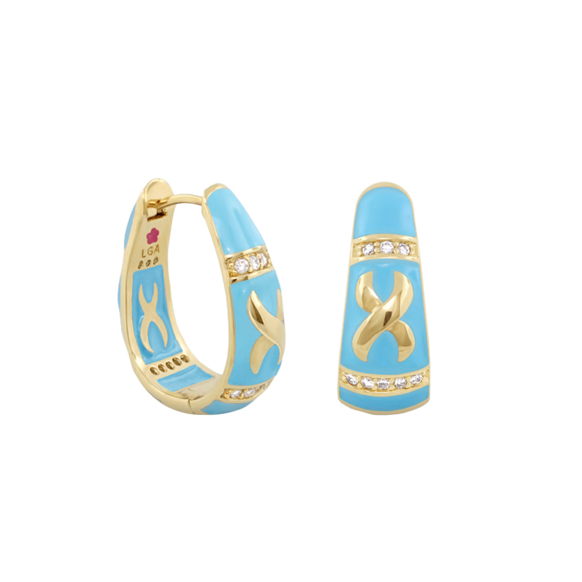 Elegant Hugs earrings Lauren G Adams turquoise enamel hoops with crystals pair on Tampa Home & Garden Store