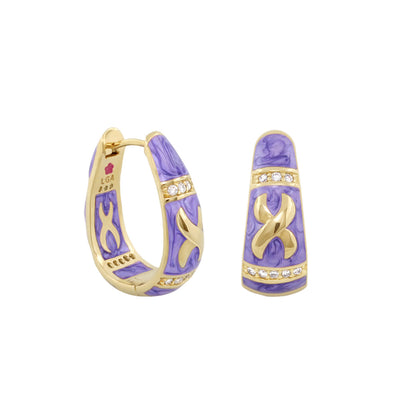 Elegant Hugs Earrings by Lauren G Adams, gold-tone with purple enamel and diamond accents, set of 2 on Tampa Home & Garden Store