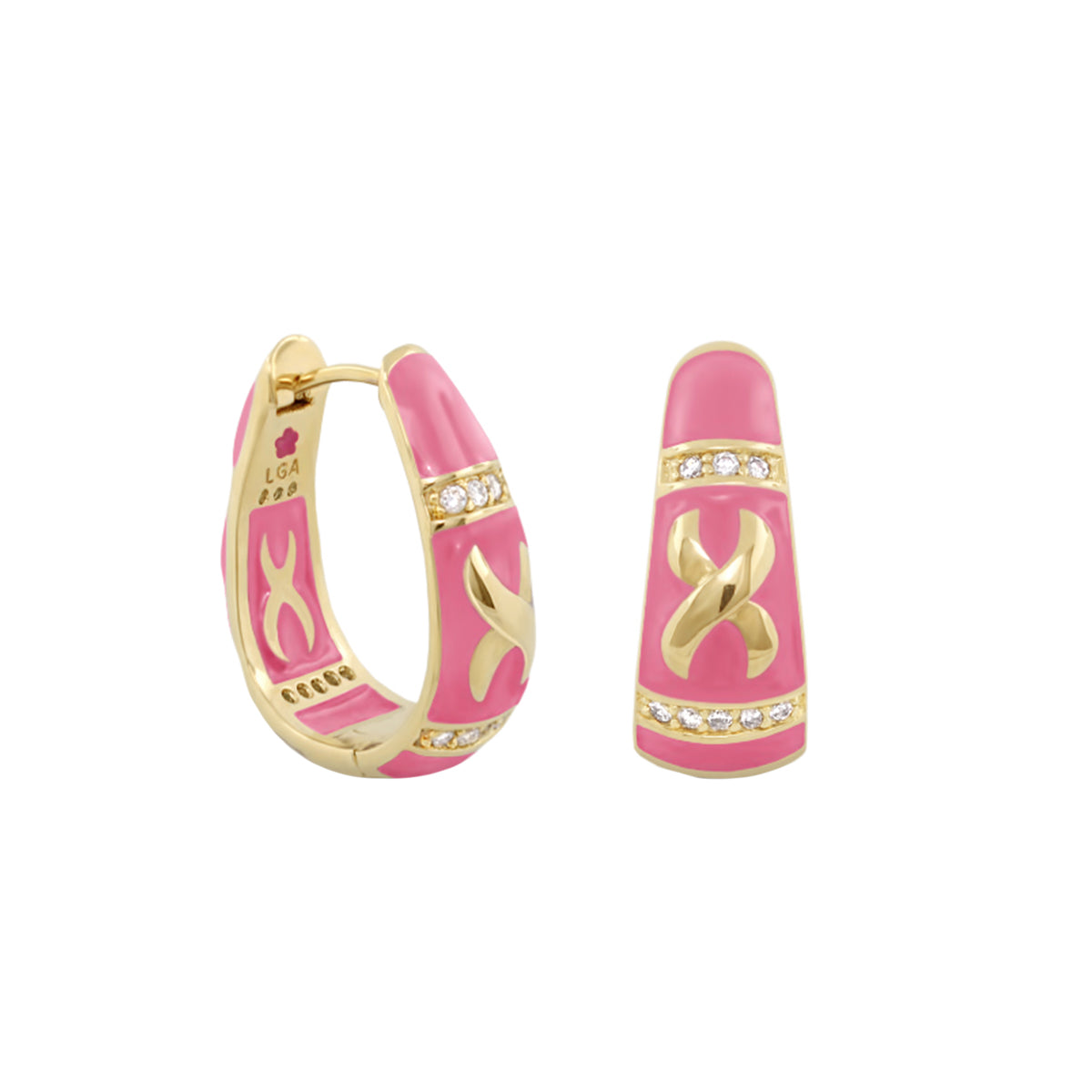 Elegant Hugs Earrings pink enamel gold-tone pair with crystal accents Lauren G Adams on Tampa Home & Garden Store