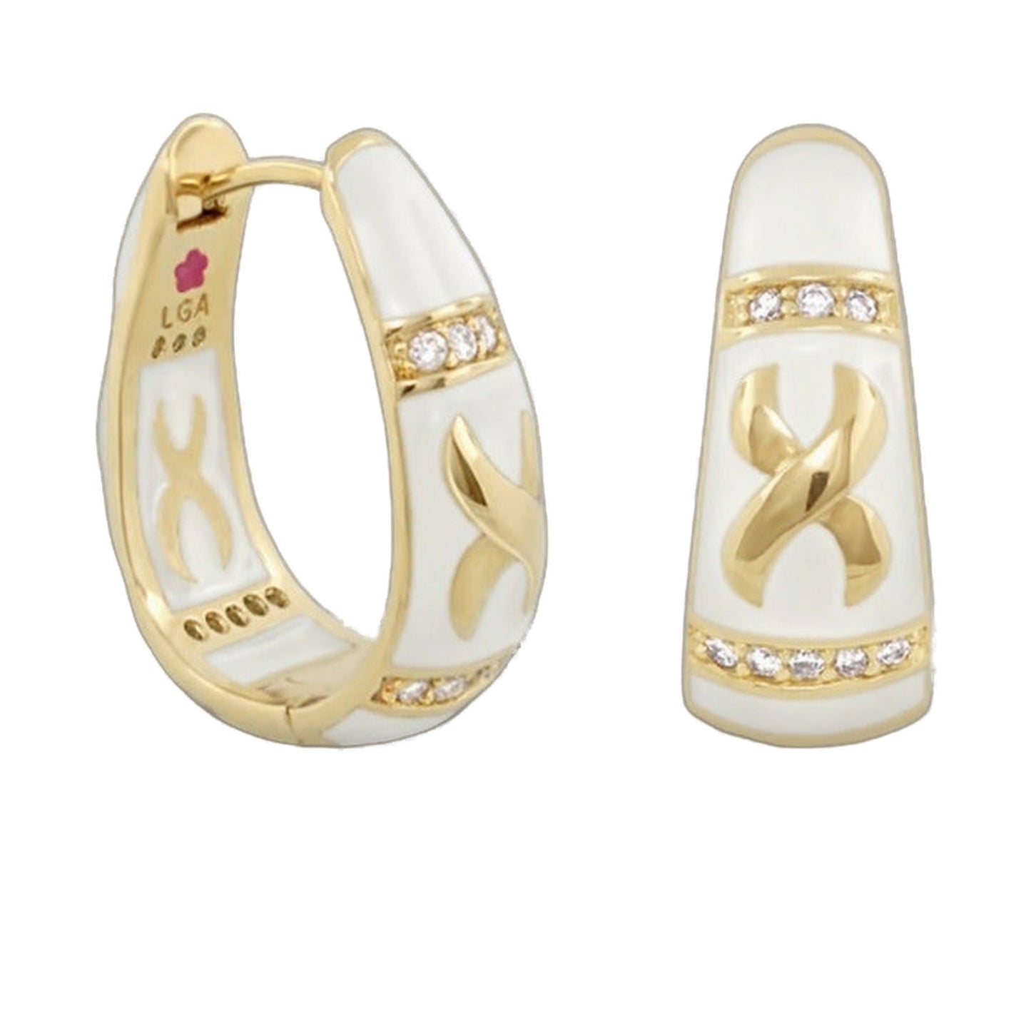 Elegant Hugs earrings by Lauren G Adams; gold-tone hoops with enamel and diamonds; 2pc on Tampa Home & Garden Store