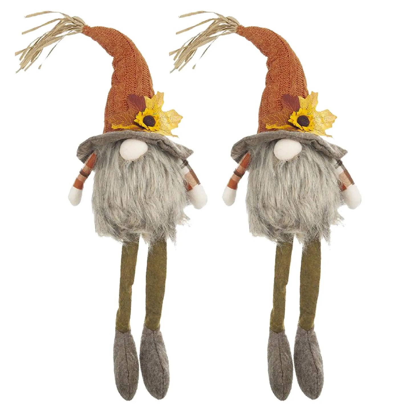 Sitting Gnome With Maple Leaf Hat for Decor