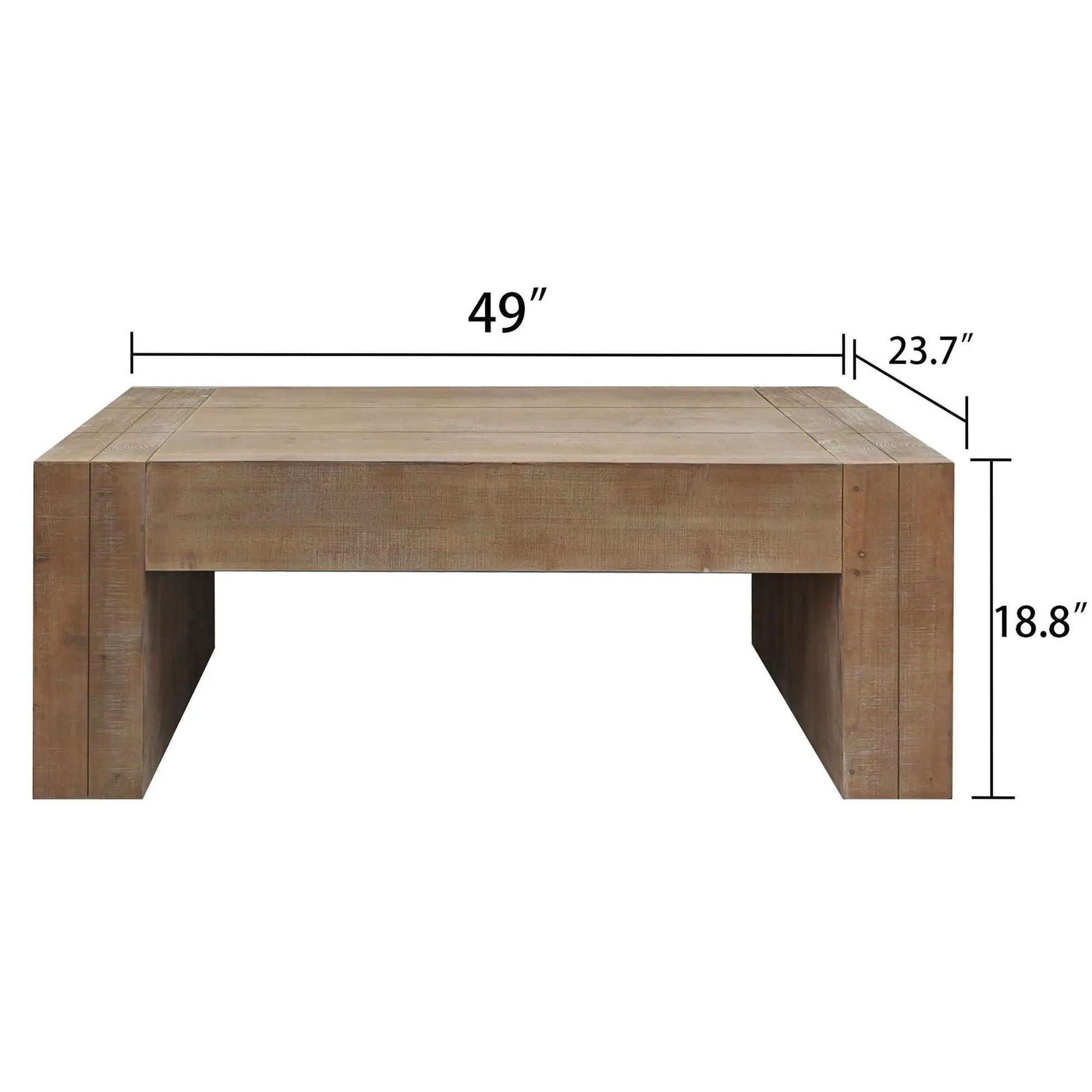 Minimalist rectangular coffee table in rustic brown wood by Unique Piece Furniture 49-inch on Tampa Home & Garden Store