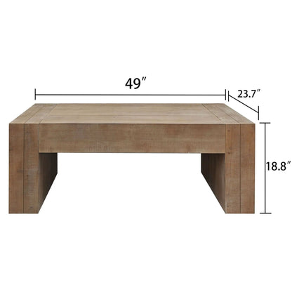 Minimalist rectangular coffee table in rustic brown wood by Unique Piece Furniture 49-inch on Tampa Home & Garden Store