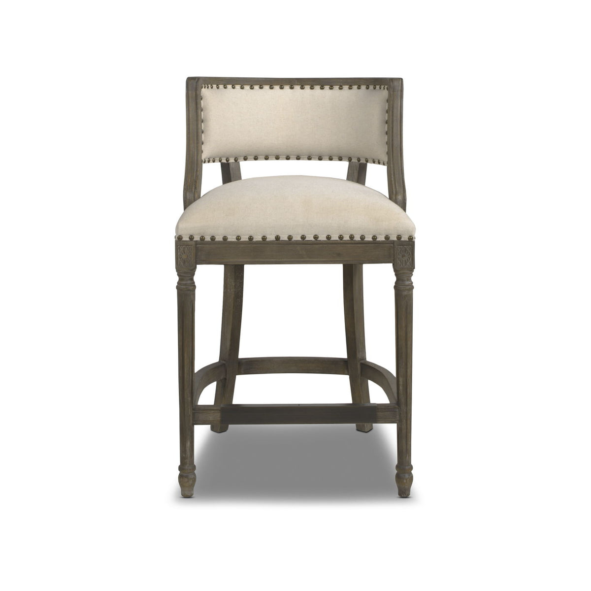 Farmhouse Counter Height Bar Stool with Backrest beige upholstery by HouseOfZazla on Tampa Home & Garden Store
