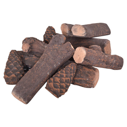 9 pcs Ceramic Fireplace Imitation Wood Propane Log Set
