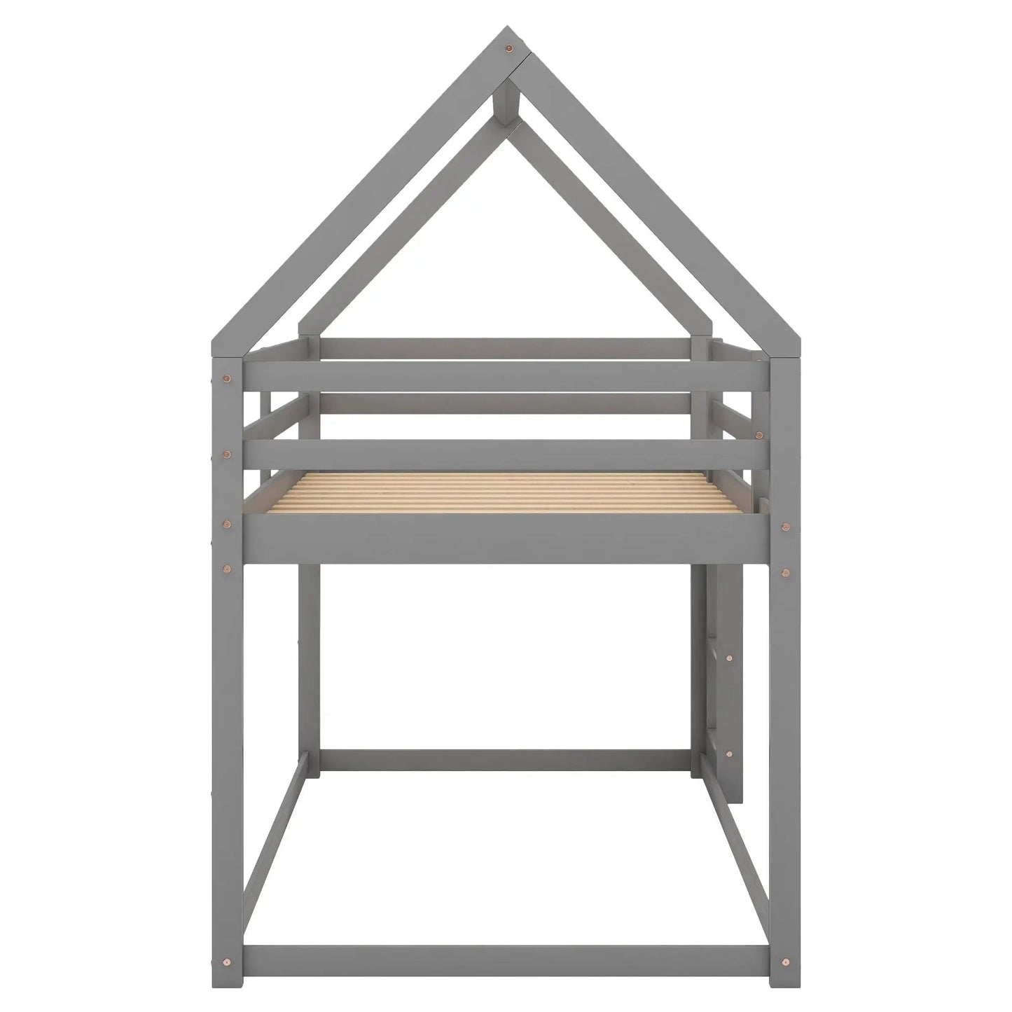 Low Bunk Bed with House Frame and Ladder