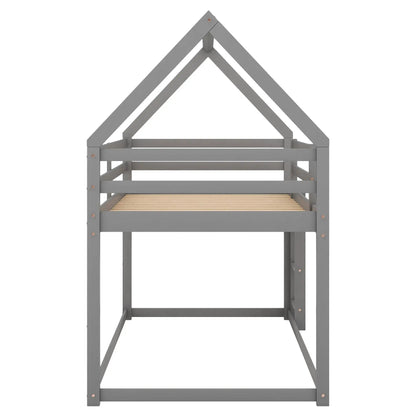 Low Bunk Bed with House Frame and Ladder