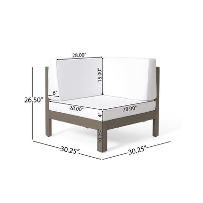 Brava X-Back 4-Piece White Outdoor Sofa Set with white cushions on brown frame by HouseOfZazla on Tampa Home & Garden Store